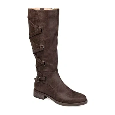 Journee Collection Womens Carly Stacked Heel Riding Boots In Brown