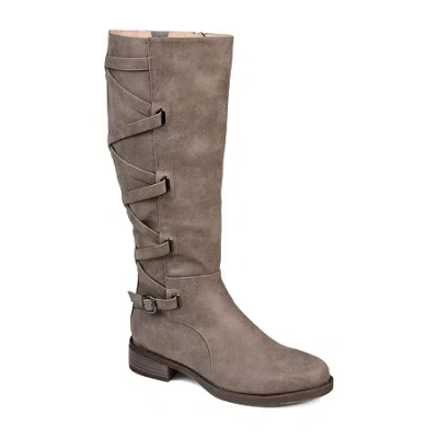 Journee Collection Womens Carly Wide Calf Stacked Heel Riding Boots In Gray
