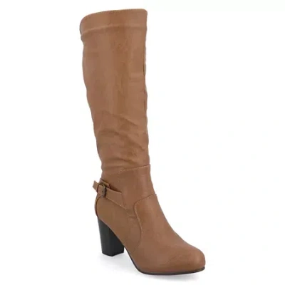 Journee Collection Carver Boots Tan Leather Knee-high Hawk100 In Brown