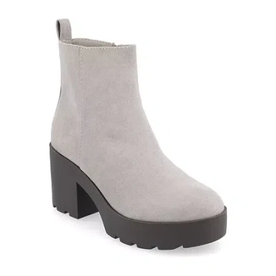 Journee Collection Womens Cassidy Block Heel Booties In Gray