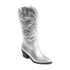 Journee Collection Womens Chantry Stacked Heel Dress Boots In Silver