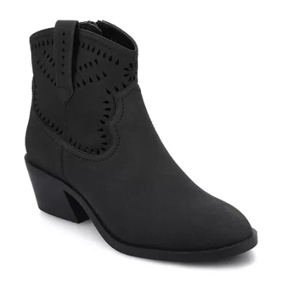 Journee Collection Womens Cheyenne Stacked Heel Cowboy Boots In Black