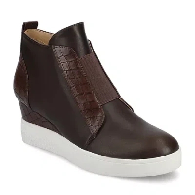 Journee Collection Womens Clara Wedge Sneaker In Brown