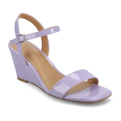 Journee Collection Womens Clayr Wedge Sandals In Purple