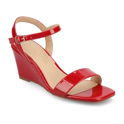 Journee Collection Womens Clayr Wedge Sandals In Red