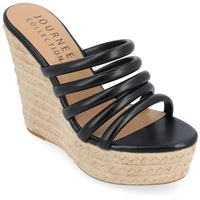 Journee Collection Womens Cynthie Tru Comfort Foam Slip On Espadrille Wedge Sandals In Black