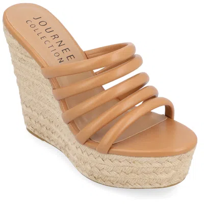 Journee Collection Womens Cynthie Tru Comfort Foam Slip On Espadrille Wedge Sandals In Brown