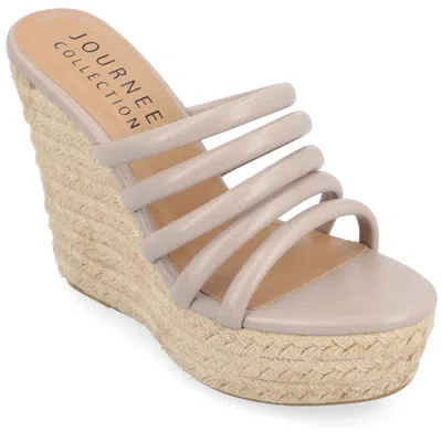Journee Collection Womens Cynthie Tru Comfort Foam Slip On Espadrille Wedge Sandals In Grey