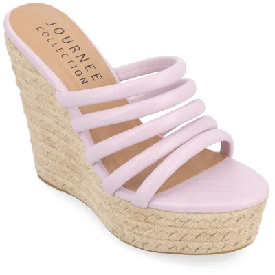 Journee Collection Womens Cynthie Tru Comfort Foam Slip On Espadrille Wedge Sandals In Purple