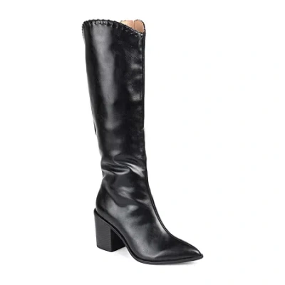 Journee Collection Womens Daria Extra Wide Calf Stacked Heel Riding Boots In Black