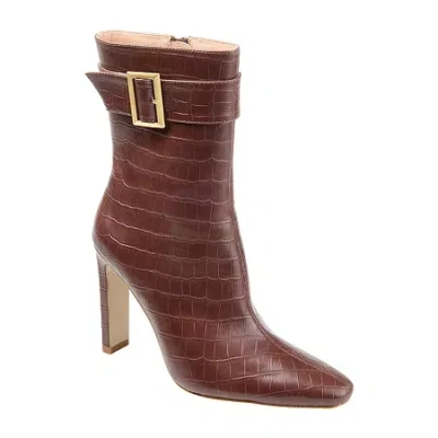 Journee Collection Womens Elanie Block Heel Booties In Brown