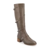 Journee Collection Womens Elettra Stacked Heel Riding Boots In Brown