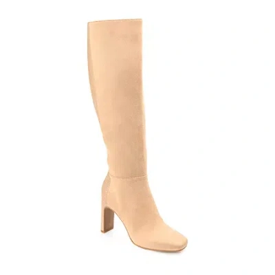 Journee Collection Womens Elisabeth Block Heel Dress Boots In Sand