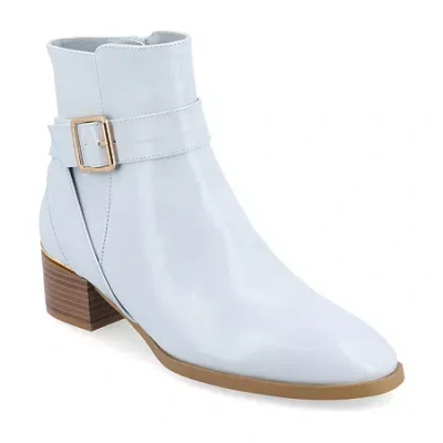 Journee Collection Womens Elley Stacked Heel Booties In White