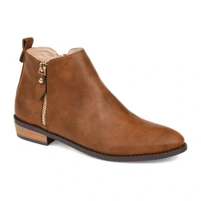 Journee Collection Womens Ellis Stacked Heel Booties In Brown