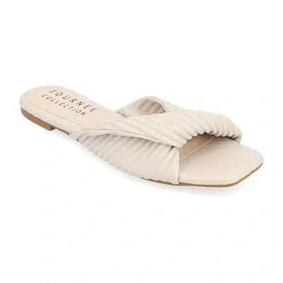 Journee Collection Womens Emalynn Flat Sandals In White