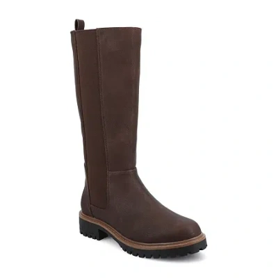 Journee Collection Womens Extra Wide Calf Block Heel Dress Boots In Brown