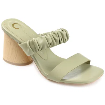 Journee Collection Womens Fayth Tru Comfort Foam Open Square Toe Block Heel Sandals In Green