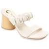Journee Collection Womens Fayth Tru Comfort Foam Open Square Toe Block Heel Sandals In White