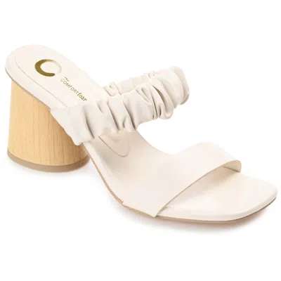 Journee Collection Womens Fayth Tru Comfort Foam Open Square Toe Block Heel Sandals In White
