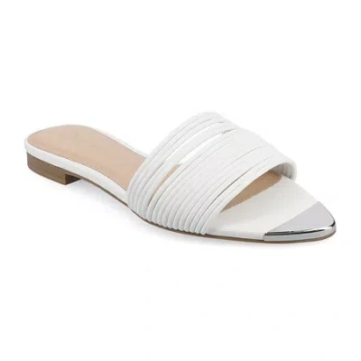 Journee Collection Womens Feather Flat Sandals In White