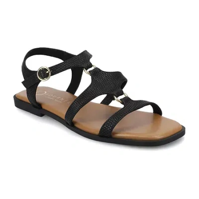 Journee Collection Womens Flat Sandals In Black