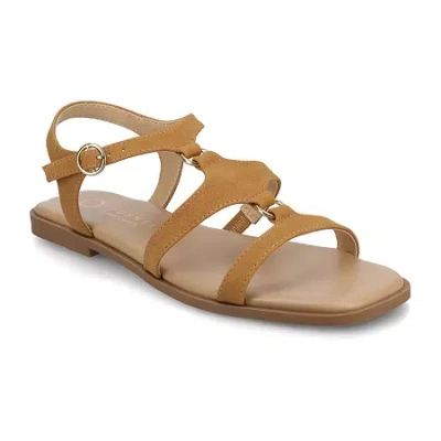 Journee Collection Womens Flat Sandals In Brown