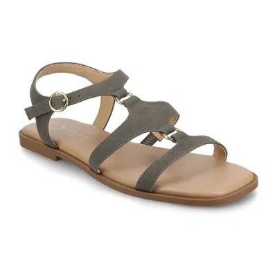Journee Collection Womens Flat Sandals In Gray