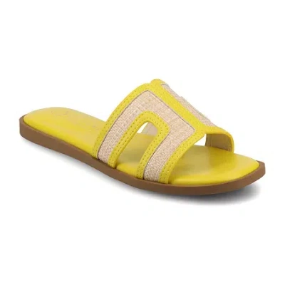 Journee Collection Womens Flat Sandals In Yellow