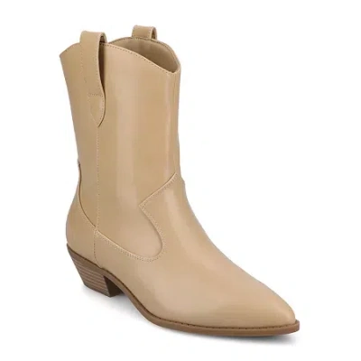 Journee Collection Womens Fritzie Block Heel Booties In Neutral