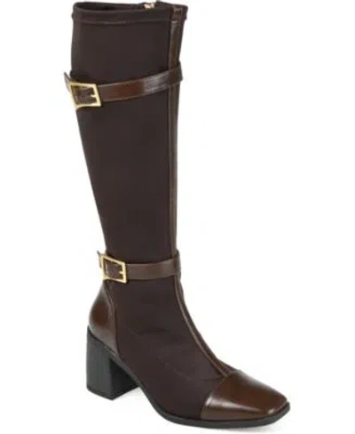 Journee Collection Womens Gaibree Regular Wide Calf Extra Wide Calf Knee High Boots In Brown