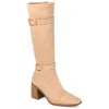 Journee Collection Womens Gaibree Stacked Heel Knee High Boots In Beige