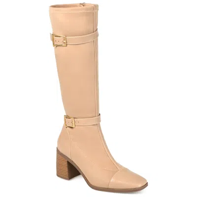 Journee Collection Womens Gaibree Stacked Heel Knee High Boots In Beige