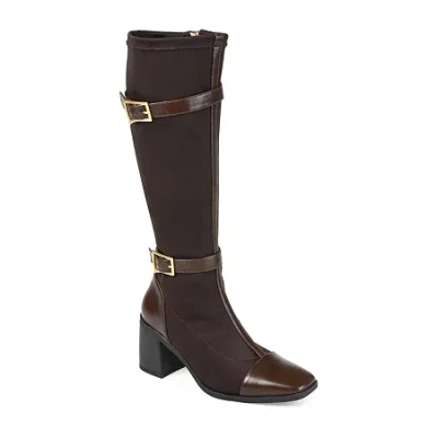 Journee Collection Womens Gaibree Stacked Heel Riding Boots In Brown