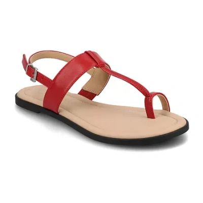 Journee Collection Womens Gerra Flat Sandals In Red
