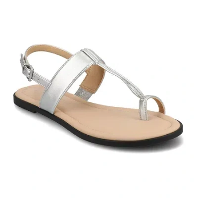Journee Collection Womens Gerra Flat Sandals In White