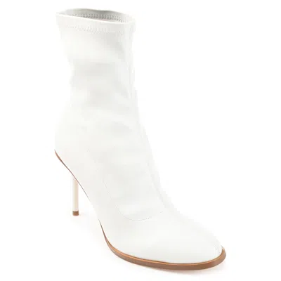 Journee Collection Womens Gizzel Almond Toe Stiletto High Ankle Booties In White