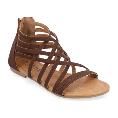 Journee Collection Womens Hanni Criss Cross Strap Gladiator Sandals In Brown