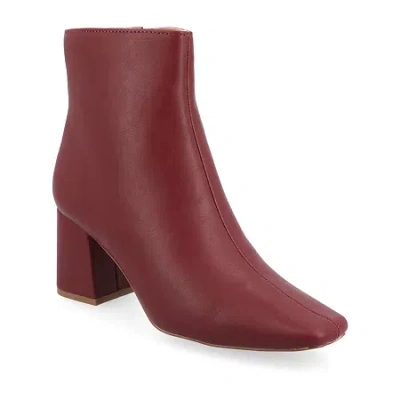 Journee Collection Womens Haylinn Block Heel Booties In Red