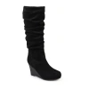 Journee Collection Womens Haze Wedge Heel Riding Boots In Black