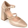 Journee Collection Womens Isadorah Mary Jane Mid Block Heel Square Toe Pumps In Gold