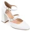 Journee Collection Womens Isadorah Mary Jane Mid Block Heel Square Toe Pumps In White
