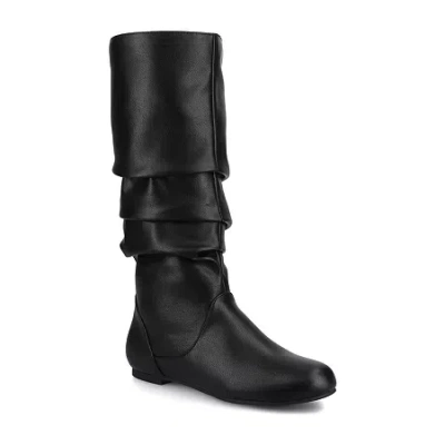 Journee Collection Womens Jayne-wdwc Wide Calf Flat Heel Slouch Boots In Black
