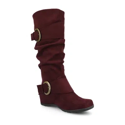 Journee Collection Womens Jester-01 Wedge Heel Slouch Boots In Red