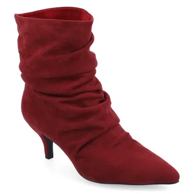 Journee Collection Womens Jo Tru Comfort Foam Pull On Kitten Heel Booties In Red