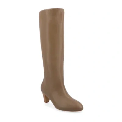Journee Collection Womens Jovey Stacked Heel Dress Boots In Sand