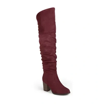 JOURNEE COLLECTION WOMENS KAISON EXTRA WIDE CALF STACKED HEEL OVER THE KNEE BOOTS