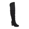 Journee Collection Womens Kaison Stacked Heel Over The Knee Boots In Black