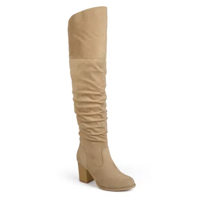 Journee Collection Womens Kaison Stacked Heel Over The Knee Boots In White