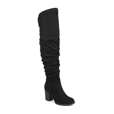 Journee Collection Womens Kaison Wide Calf Stacked Heel Over The Knee Boots In Black